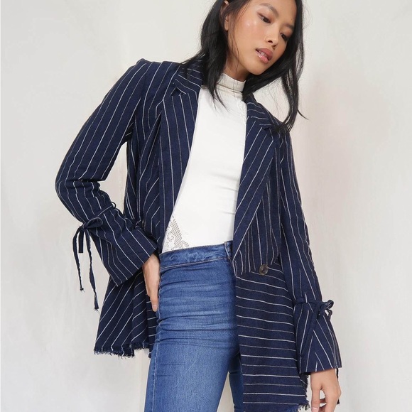 Free People Jackets & Blazers - Free People Stella Striped Linen Blazer